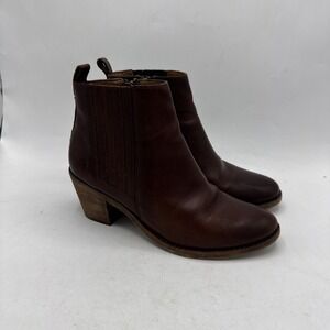 Frye Womens Alton Chelsea Boots Womens 7 Brown Heel Side Zip